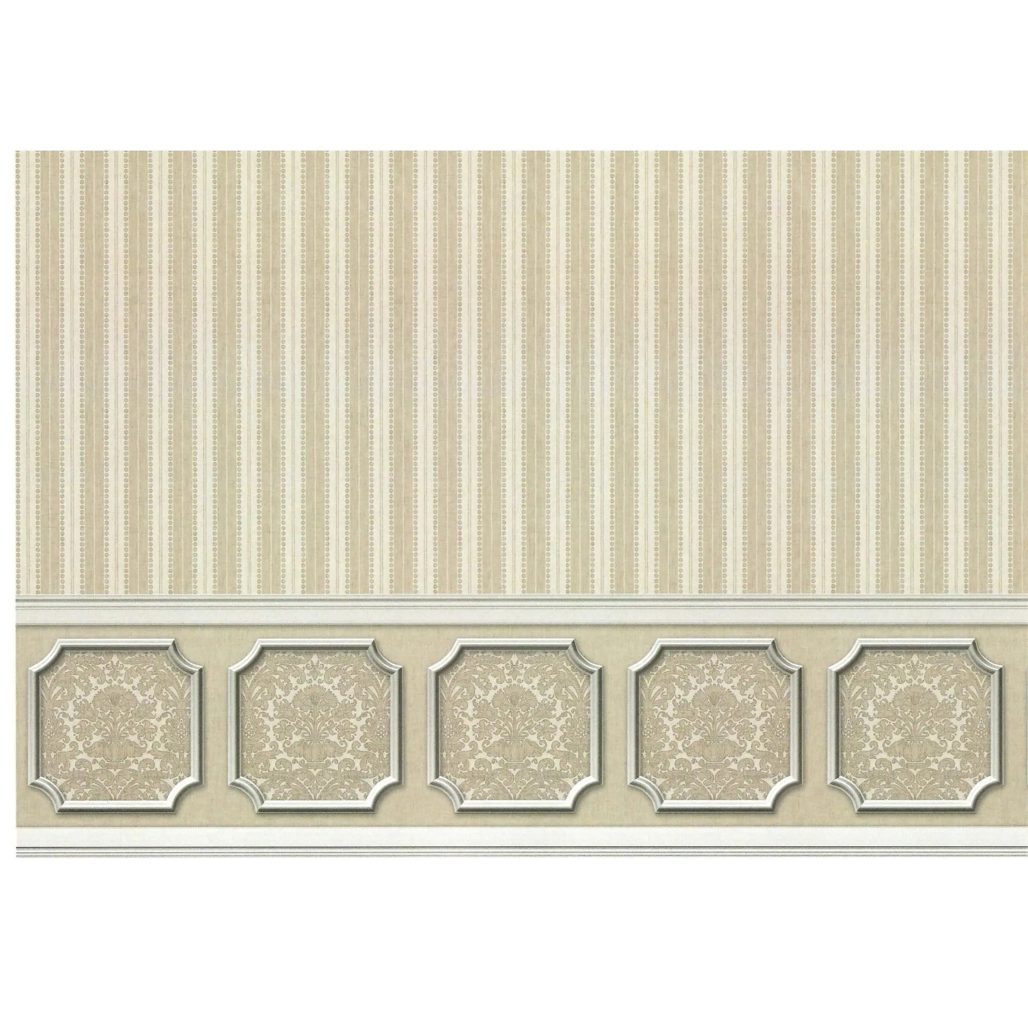 Dollhouse Wallpaper Gray Silver Striped Annabelle Wainscot 1:12 Scale Itsy Bitsy