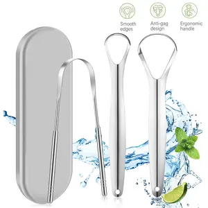 100% Stainless Steel,Tongue Cleaner, Tongue Scrubber,Stainless Steel Tongue Scraper,Dental Hygiene,Limpiad Or De Lengua Raspador(3 Pack)