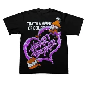 That's A Awful Lot Of Cough Syrup Heart Breaker Print Half Sleeve Tee Women Top For Summer Unisex Y2K Style Graphic T-shirt, Fashion Cotton, Full Sizes, Full Colors, For Men, For Women