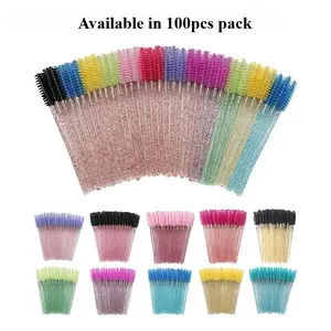 Disposable Makeup Brushes Set of 100, Eyelash and Brow Spiral Brush, Mascara Applicator, Essential Eye Makeup Tool