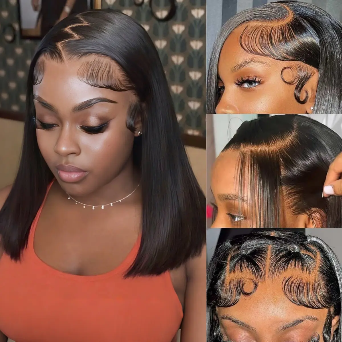 Glueless Bob Wig Human Hair 180 Density Glueless Wigs Human Hair Pre Plucked Pre Cut 5x5 Closure Wigs Human Hair Bob Lace Front Wigs Human Hair Glueless Wear and Go Short Wigs for Black Women