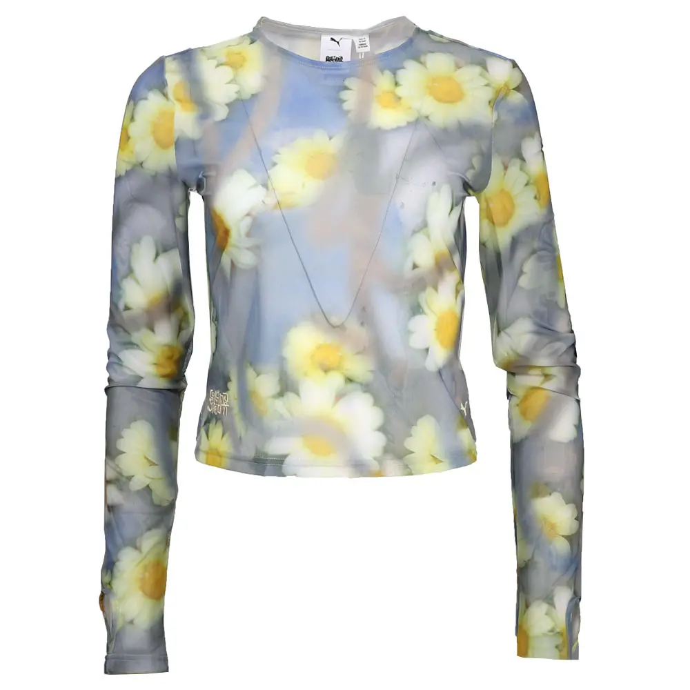 PUMA Womens X Collina Strada Crew Neck Long Sleeve Shirt Casual Tops Casual - Yellow