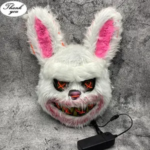 HalloweenLuminousMask,AA?Batteries?RequiredGlowingMask,CreativeMaskforHalloweenParty,PartySupplies,HomeDecorBloodyRabbit*1Pc