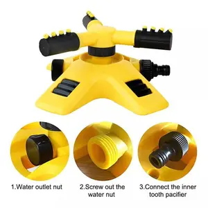 360° Rotating Garden/Lawn Sprinkler 3-Arms System Automatic Watering Irrigation home accessory Adjustable