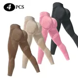 Women's 4-Piece Seamless Activewear Set - Nylon Blend, High Waisted Black Leggings, Shorts for Women, Contour, Booty Lift, Shadow Pattern, Activewear for Yoga, Affordable Workout Sets, Lower Body Fitness