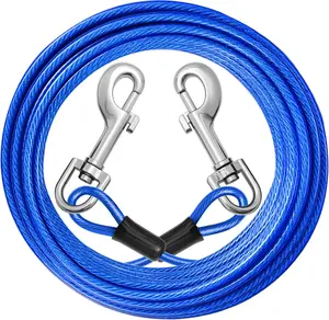 Jenico Dog Tie Out Cable: 10Ft Dog Leads for Yard Heavy Duty - Reflective Chain Leash for outside Small Large Dogs up to 125Lbs Outdoor Runner Camping jenico