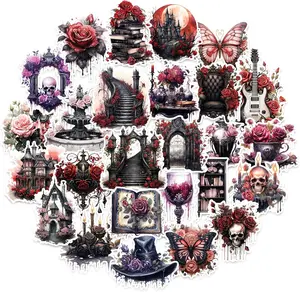 Gothic Stickers Pack – 3 Styles, 50 Pieces Skull & Spooky Aesthetic Sticker Set for Laptops, Water Bottles, Scrapbooks, Journals & DIY Crafts