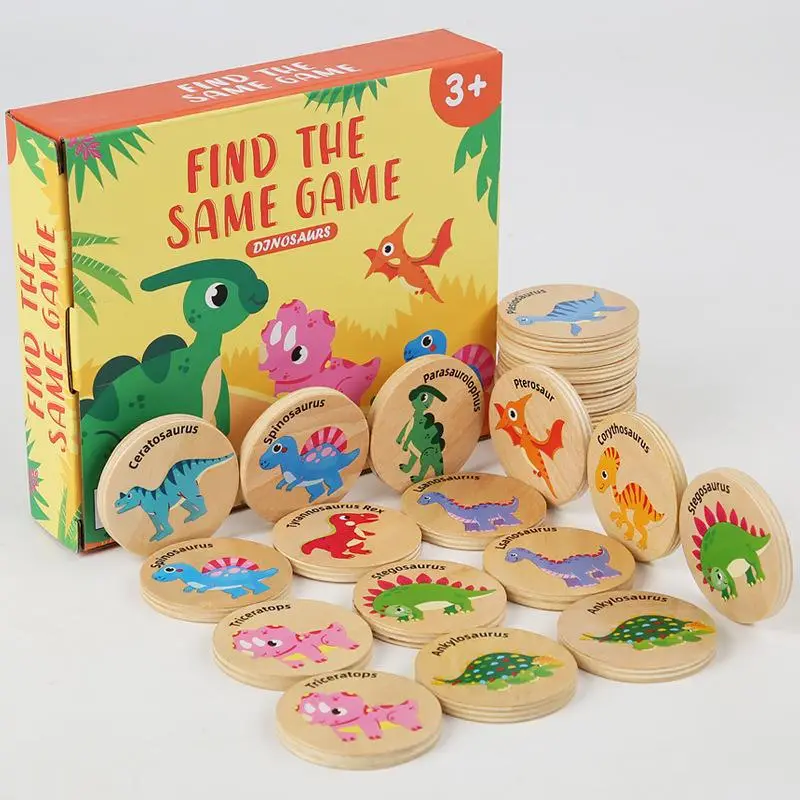 Wooden Dinosaur Pattern Find the Same Game, 1 Set Puzzle Cognitive Matching Toy, Montessori Early Education Puzzle Toy For Kids, Gift