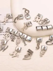 Stainless Steel DIY Letter Spring Module, Italian Bracelet Accessories, Unisex Trendy Daily Jewelry, Multifunctional Pendant Set, Customizable Charms