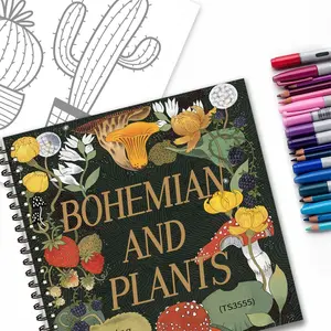 Boho Plant Coloring Book, 1 Count Boho Plant Pattern Coloring Book, DIY Painting Supplies for Adults & Teens, without Colored Pen