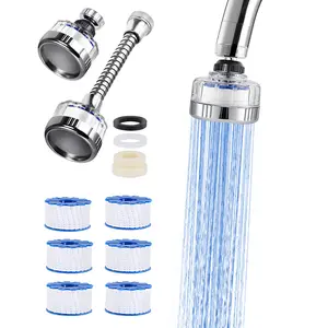 2PCS Universal 360° Rotating Faucet Water Filter Removes , One with Extension Tube for Sink, Totally with 6 Replacement Filter