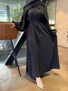 Muslim Abaya Long Dress for Women, Elegant Long Sleeve Flowy Maxi Dress, Islamic Prayer Wear, Dubai Ramadan Party, No Headscarf Included