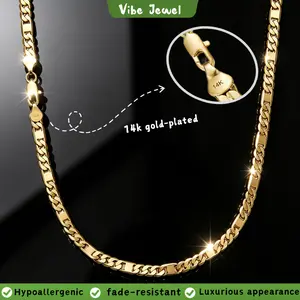 14K Gold Plated Figaro Chain Necklace for Women – 3mm 5mm Chunky Layering Chain for Men Trendy Gift 20in 24in