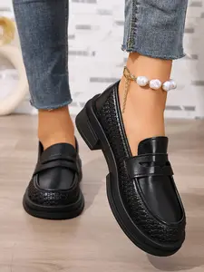 Summer Breathable Woven Texture Soft Sole Slip-On Shoes, Casual British Loafers, Comfortable Lazy Shoes for Men and Women