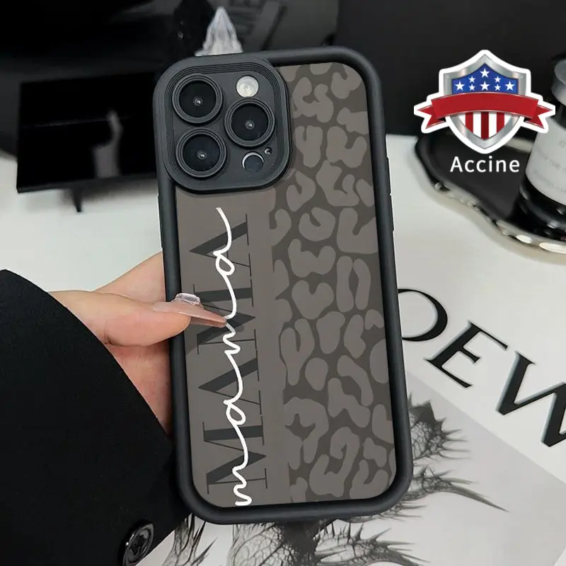 Leopard Print Silicone Phone Case for iPhone 16,15,14 Pro Max,E,13,12,11,XR,XS Plus - Soft, Protective Casing, Shockproof Drop Protection, Rugged, Durable, Trendy MAMA Animal Print Cover, Smartphone, Handheld