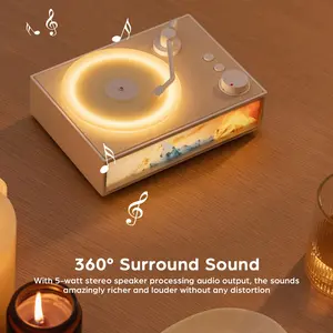 Retro Bluetooth Speaker, Vinyl Record Player Style, 360° Surround Sound, Bluetooth 5.3, TF Card & AUX Playback, Essential Oil Diffuser, Adjustable Ambient Light, 5W Stereo Audio, Vintage Gramophone Design, Home Decor Speaker, Bedside Night Light Speaker