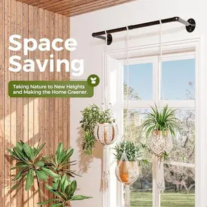 36" Hanging Plant Rod for Indoor Plants | Metal Window Plant Hanger | Space-Saving Indoor Plant Holder (Pots Not Included)