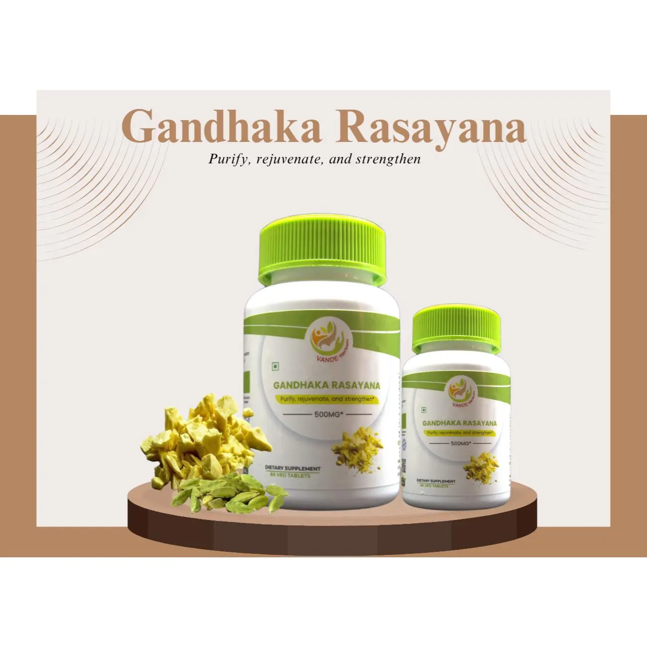 Vande's Gandhaka Rasayana - Pure Natural Ayurvedic Supplement for Detoxification Rejuvenation and Immunity Boost