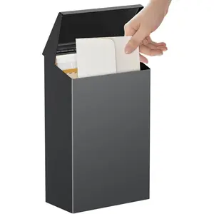 Wall Mount Mailbox for Outside, Small Black Metal Mail Box, Modern Drop Box for Outdoor Home Office House, No Locking Mechanism
