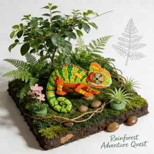 Tropical Rainforest Chameleon 3D Puzzle Building Blocks Decoration, Home Office Bookshelf Decor, Party Living Room TV Stand Display
