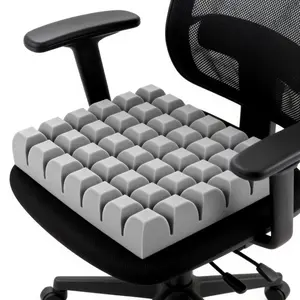 Waffle Seat Cushion Foam Pad - Relieves Back Sciatica Tailbone & Hip Pressure for Long Sitting - Ideal for Office Chair Wheelchair Recliner Car Seat - 18x16x3 Inch Gray