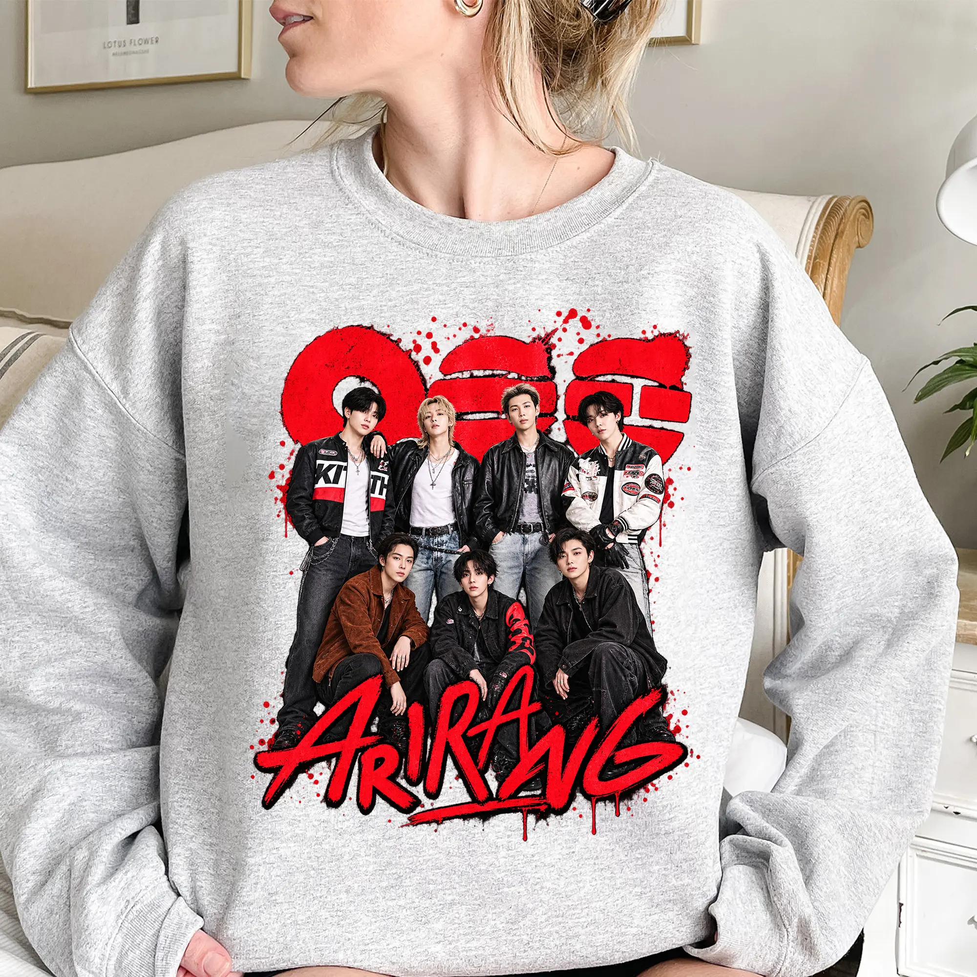 Arirang Tour Sweatshirt, K-Pop Concert Graphic Crewneck, Retro Music Group Pullover, 2026 Tour Fan Shirt, Korean Pop Concert Outfit Gift