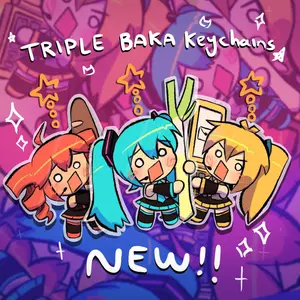 Triple Baka Vocaloid Keychain Hatsune Miku, Teto, Neru - Anime Gift, Cute Keyring Acrylic, Perfect Gift for Fans