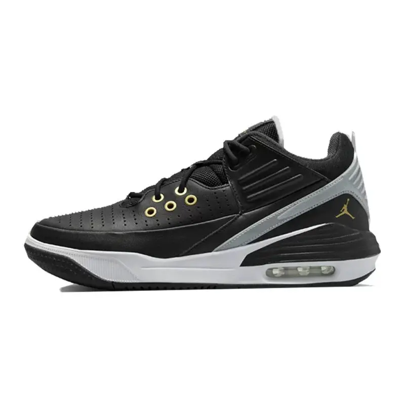 Jordan Max Aura 5 Black Metallic Gold Retro Comfort Low Top Basketball Shoes Men's DZ4353-017