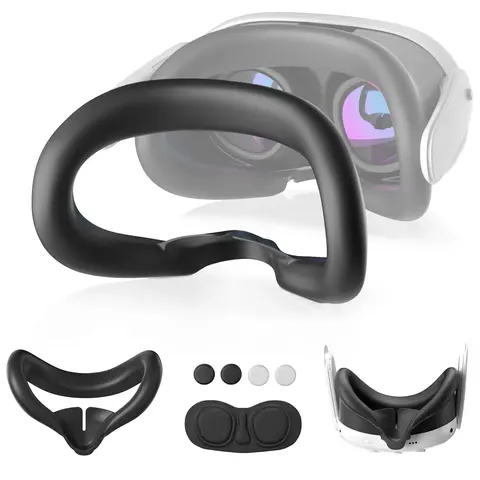 OLCLSS Silicone Facial Cover for Meta Quest 3 VR Device - Precise Fit Oculus/Meta Quest 3 Headset Accessory, Easy Install, Vr Stability Boost, Lens Cover, Joystick Caps, Child-Friendly, Dirt-Resistant, Durable, Cleanable