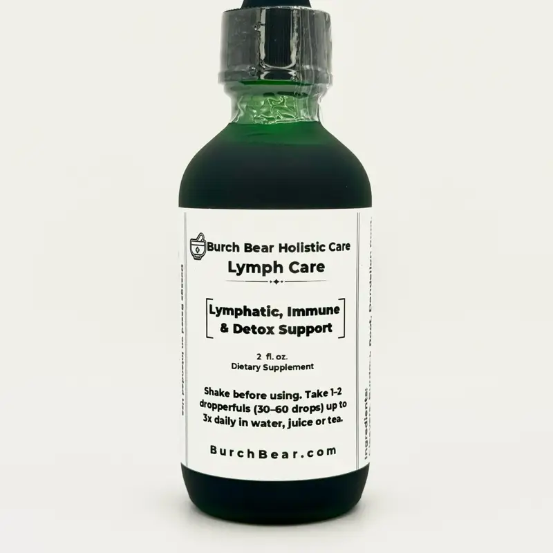 Burch Bear Lymph Care Tincture - Lymphatic Drainage Drops, Lymph Detox Supplement with Cleavers, Burdock Root, Birch Bark, Dandelion Root, Elderberrie