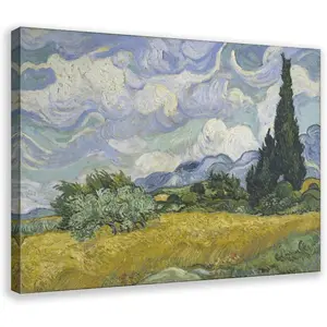 Vincent Van Gogh A Wheatfield, with Cypresses Poster Wall Art Printing Canvas Painting Aesthetic Posters Bedroom Office Apartment Dormitory Bedroom Wall Decoration 36x24inch(90x60cm) Frame-style