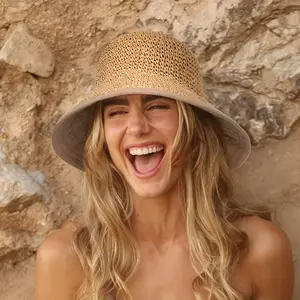 Sun Hats for Women Summer Beach Hat Wide Brim Handmade Straw Hat Foldable Packable Crochet Travel Bucket Hat