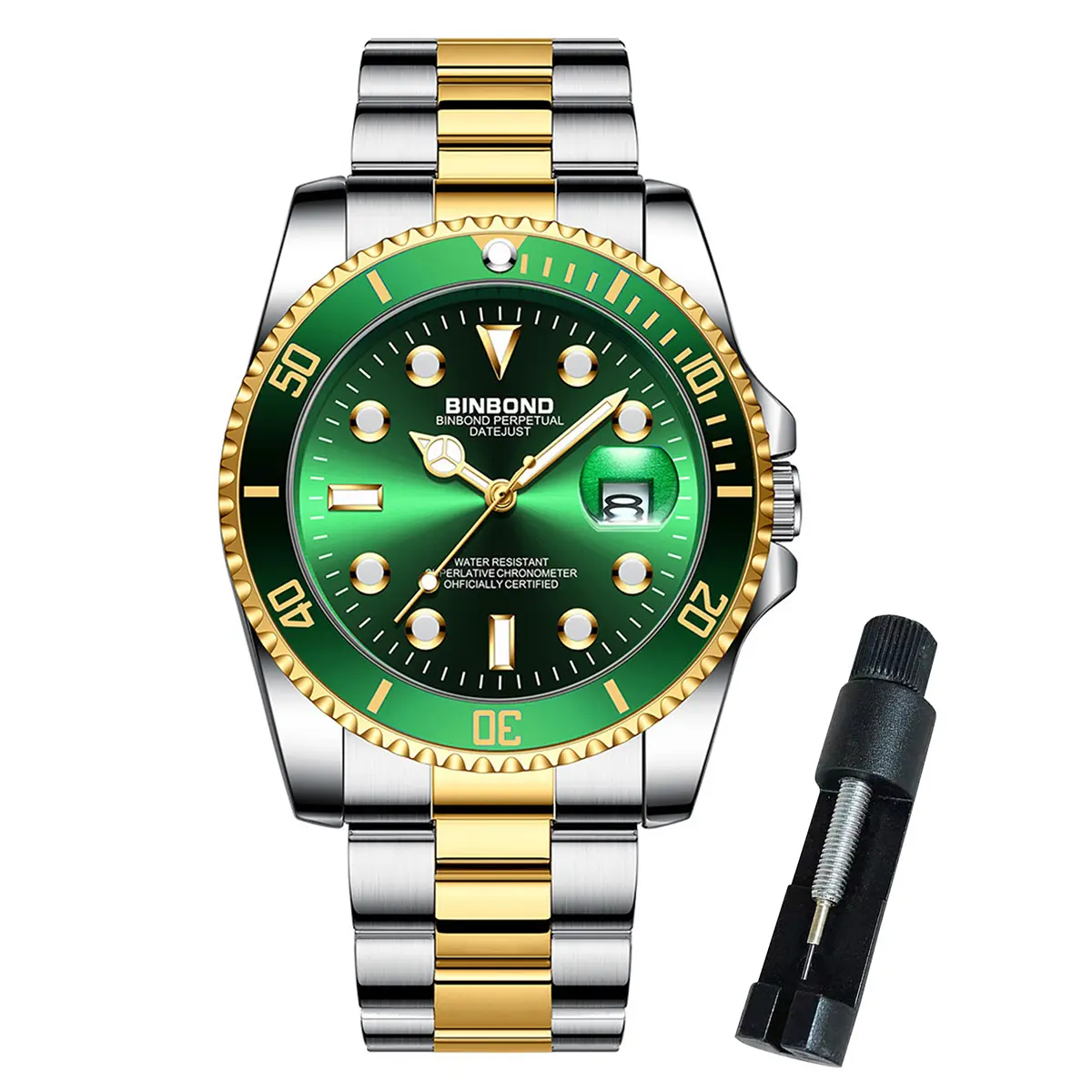 BINBOND Watches for Men Stainless Steel Rotatable Bezel Classic Dress Waterproof Luminous Luxury Big Face Business Date Mens Wrist Watch luxury watches   920