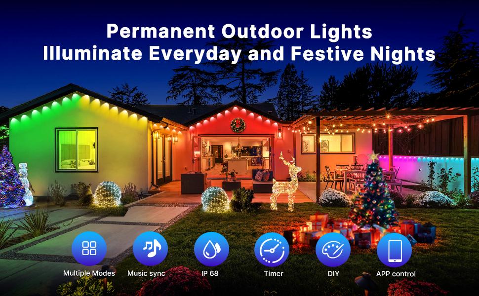 IC roof light, individual LED bulbs, intelligent IC, multiple scene modes, IP67 outdoor lighting, suitable for holiday decorations, parties, garage lighting.