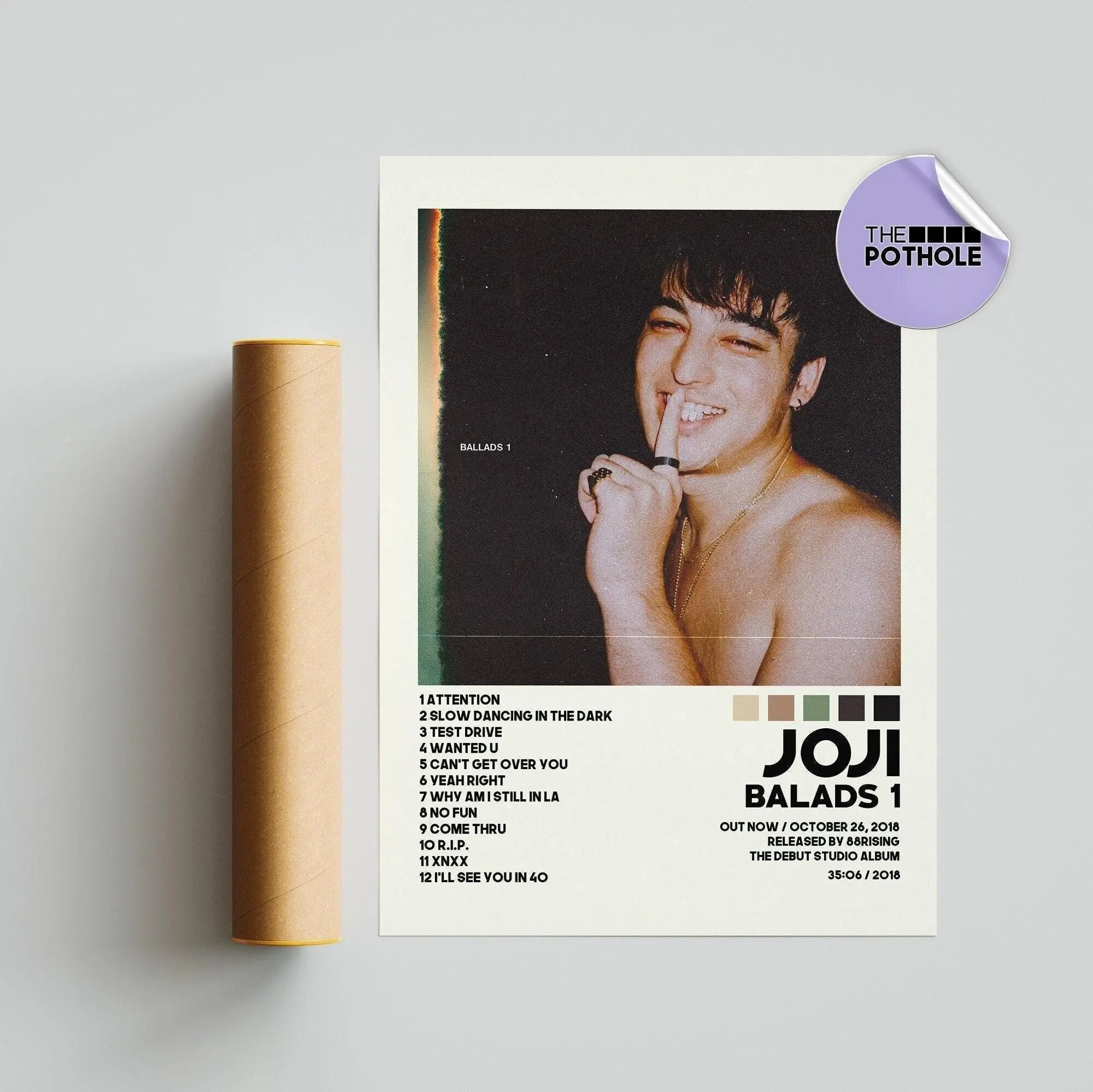 Joji Posters | Ballads 1 Poster | Joji Tracklist Album Cover Poster , Poster Print Wall Art, Unframed