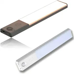 LMMAKE Intelligent Magnetic Lights 1Pc No-Drilling Sensor Night Light with Adjustable Brightness Slim Design Auto Dimming for Cabinets Wardrobes Bedrooms USB Rechargeable Wireless Installation White 25cm