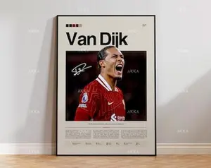 Virgil Van Dijk Poster, Van Dijk Reds Wall Art, Framed Van Dijk Print, Liverpool FC Team Decor, Liverpool Fan Gift Idea, Soccer Print