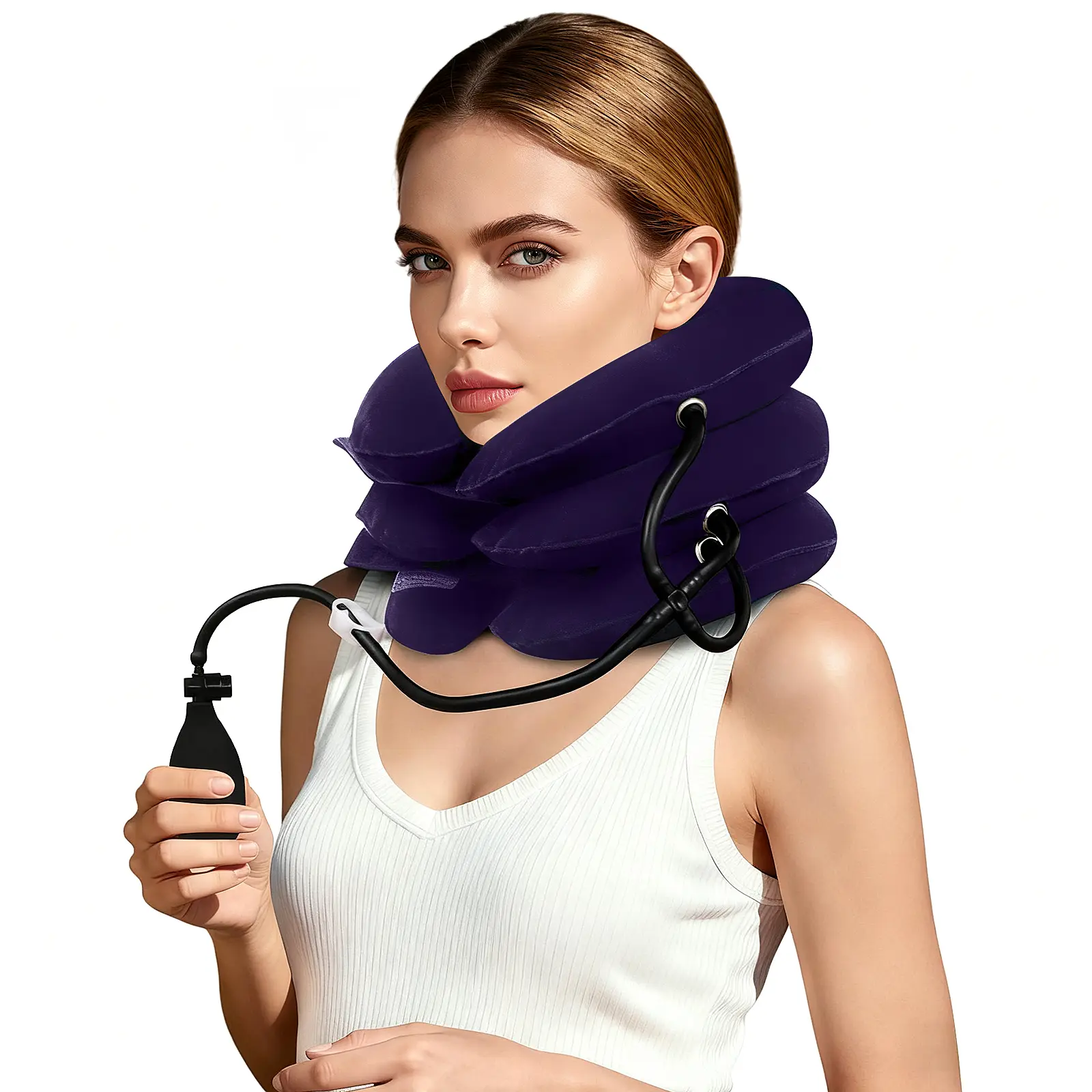 Inflatable Neck Traction Device - Adjustable Air Cervical Collar, Portable Neck Support Brace for Home, Office Use (Inflatable Bed Accessory)