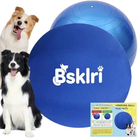 Dog Inflatable Herding Ball Toy - Interactive Training Ball with Durable Double-Stitched Construction, Inflatable Inner Bladder, Promotes Herding Exercise & Physical Exercise, Supervised Outdoor Push & Chase Non-Chew Toy for Mental Stimulation