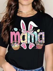 Spring Celebration Mama TShirt Featuring Easter Bunny Ears Basket And Paw Prints