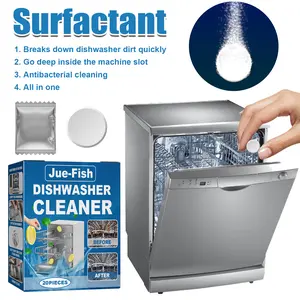 Jue-Fish Dishwasher Cleaning Tablets for Countertop and Built-in Drawer Dishwashers, Specialized for Removing Stains and Grease