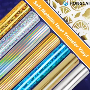 9.84in X 11.81in Htv Heat Transfer Soft Metal Vinyl Cut Sheet, Holographic Iron-On Glitter Film, Easy to Cut DIY Hot Press Design