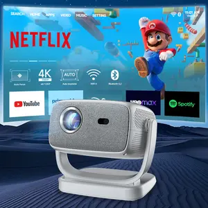 【 US Warehouse 】HUANLETOU  Mini Android projector, 800ANSI native 1080P resolution, auto focus and auto trapezoidal correction, 200-inch screen WiFi6 bt5.2 multi-functional UHD outdoor entertainment projector. Audio