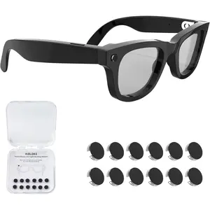 12Pcs LED  Blocking Stickers Compatible with Ray-Ban Meta Wayfarer/Skyler/Headliner (Gen 2) & Oakley Meta HSTN Smart Glasses Accessories, Low-Tack Restickable Blackout LED  Covers Sticker Light for Screens fashionable frame stylish square silver sport  he