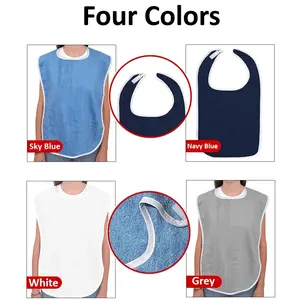 1pc Adult Bib - Large Size + Towel Texture + Hook & Loop + Washable + Multiple Colors, Practical & Thoughtful Gift for Elders, for Daily Use/Hospital/Nursing Home/Sanatorium/Eating/Feeding, Can Be Used to Wipe Mouth/Saliva