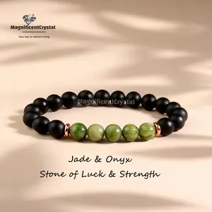 Fortune Bracelet Jade Onyx Stone Bracelet Luck Strength Crystal Jewelry Courage Prosperity Success Growth