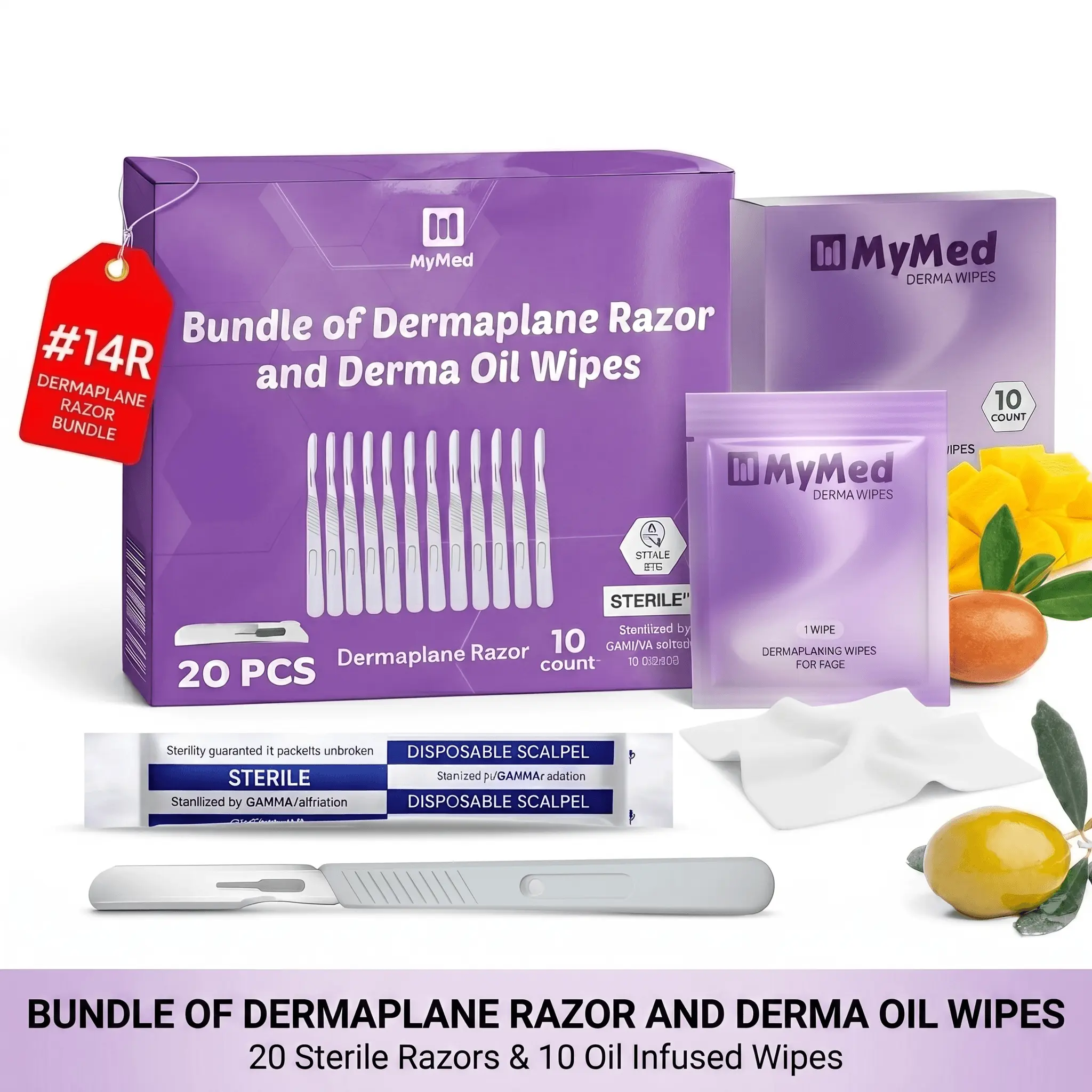 Professional 14R Razors & Oil Wipes. Ultimate Dermaplaning Essentials Kit