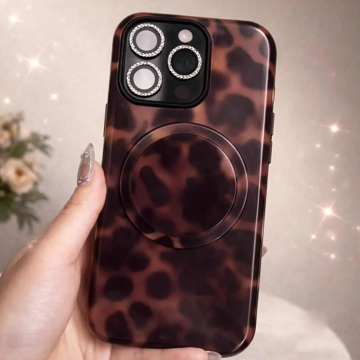 Brown Leopard Print iPhone Case for iphone15/16/17, Slim Fit, Fashion Magnetic Design