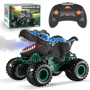 Remote Control Dinosaur Car, 2.4Ghz RC Dinosaur Truck Toys, Electric Hobby RC Car Toys with Smoke& Light & Sound Spray, Christmas New Year Birthday Gift