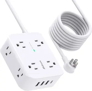 Power Strip Surge Protector - Flat Plug, 8 Wide Outlets with 4 USB Ports (1 USB C), 5FT Heavy Duty Extension Cord with Multiple Outlets, Wall Mount,  Station Overload Protection for Home Dorm